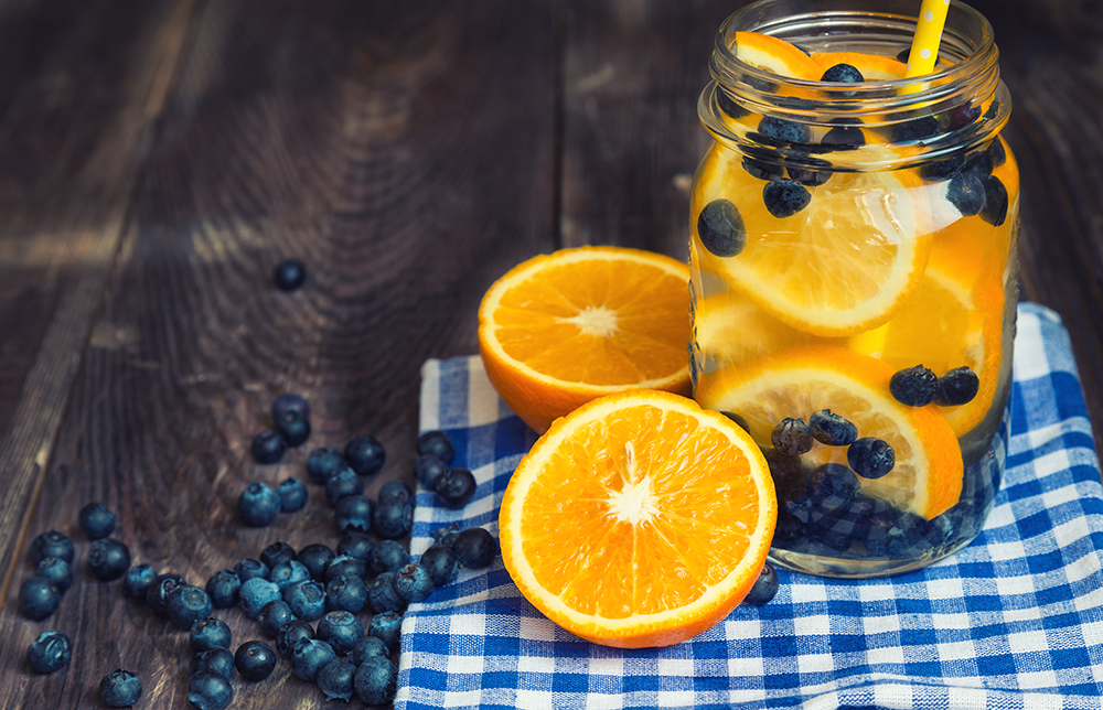 orange blueberry water