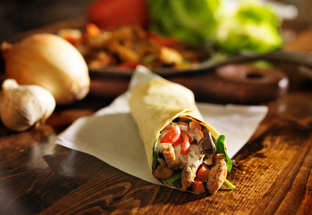 roasted pepper chicken wrap