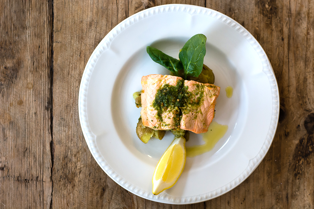 salmon with pesto