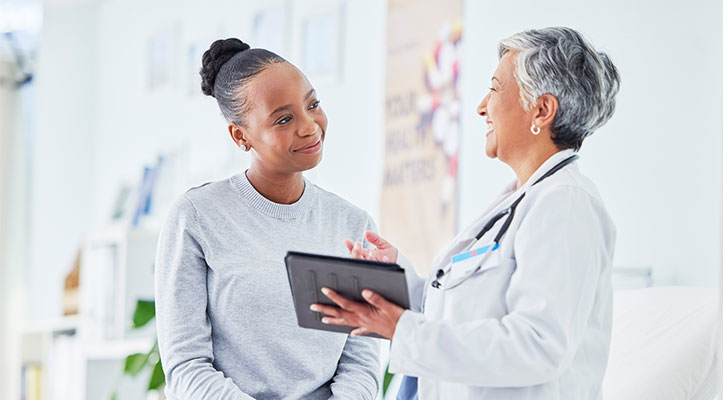 Woman seeing medical provider