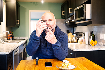 Man testing his blood sugar