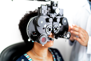 Woman at the eye doctors