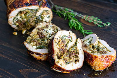 Pork Tenderloin Stuffed with Spinach